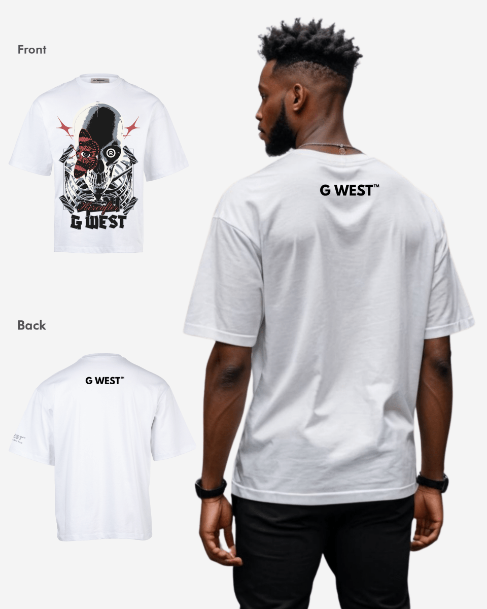 G WEST SKULL AND WINGED VISION OVERSIZED T-Shirt Mens