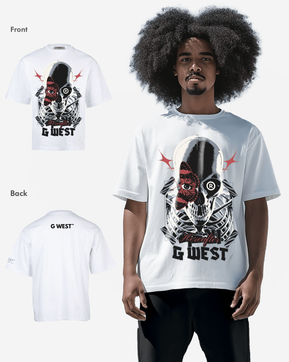 G WEST SKULL AND WINGED VISION OVERSIZED T-Shirt Mens