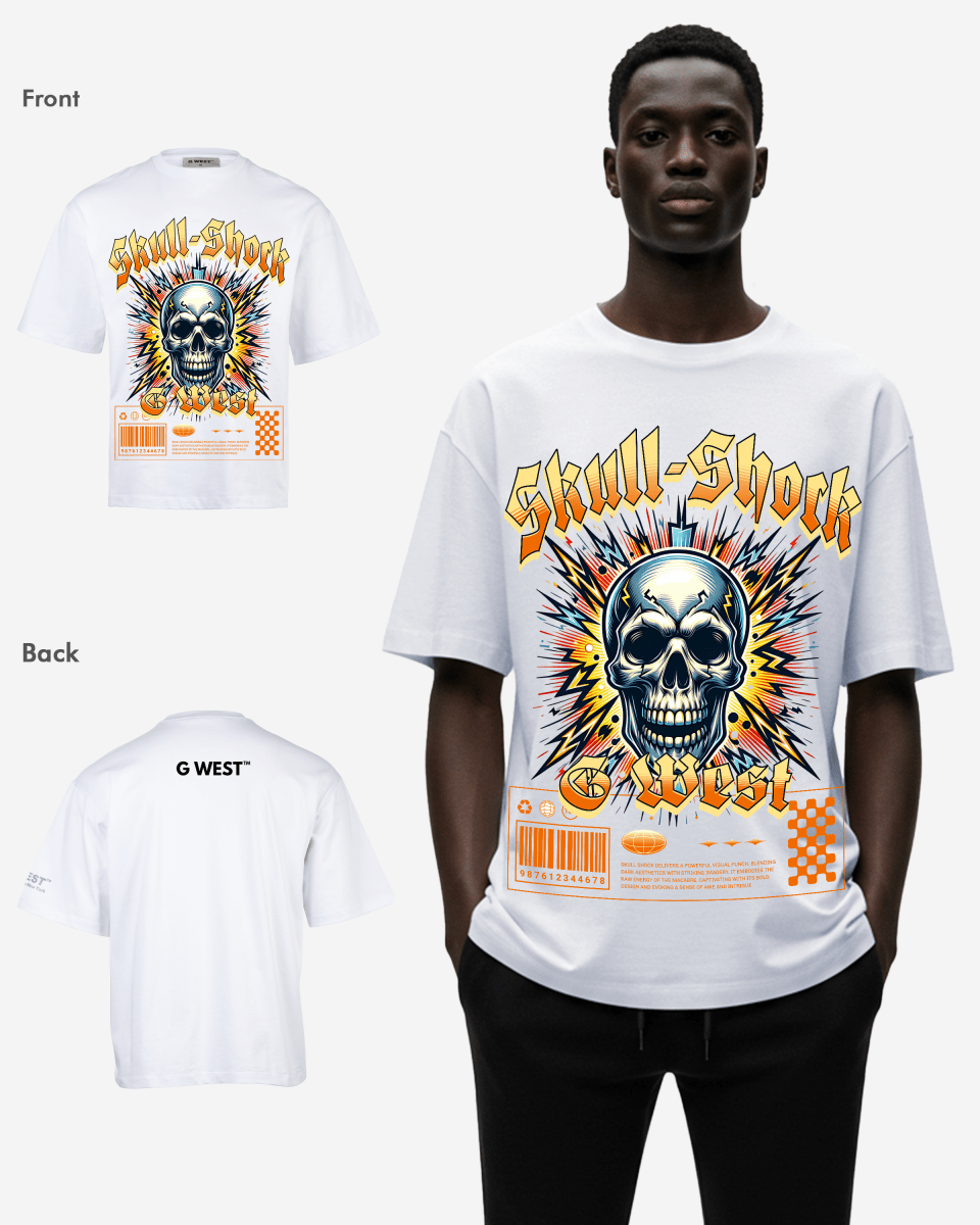 G WEST SKULL SHORK OVERSIZED T-Shirt Mens