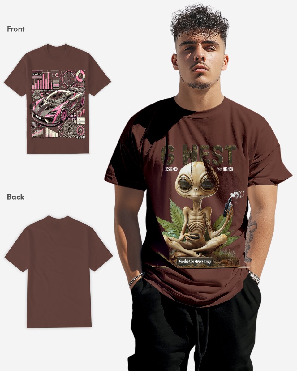 G West Smoking Alien T-Shirt Mens