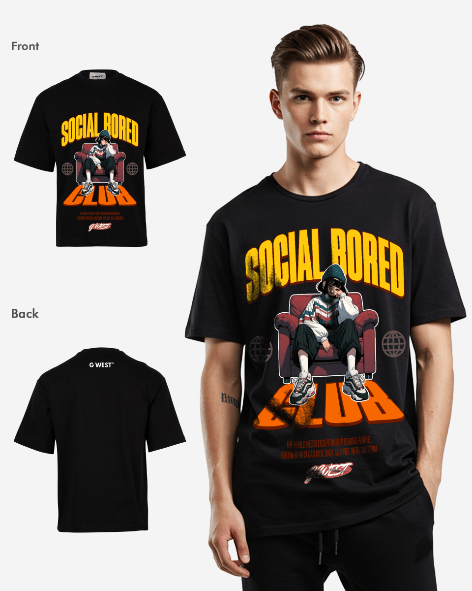 G WEST SOCIAL BORED OVERSIZED T-Shirt Mens