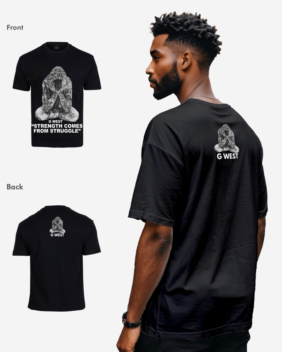 G West Strength Come From Struggle Oversized T-Shirt Mens
