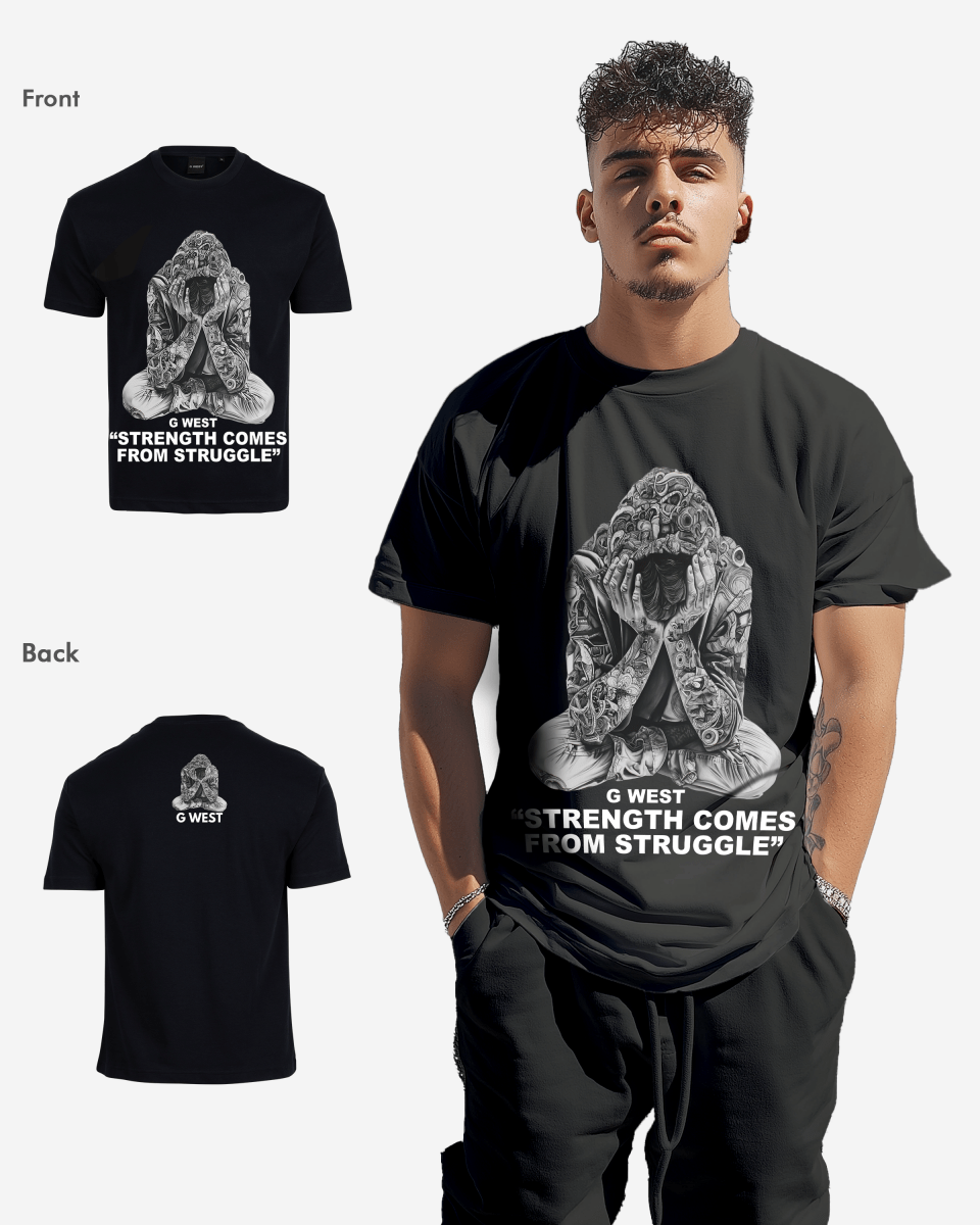G West Strength Come From Struggle Oversized T-Shirt Mens