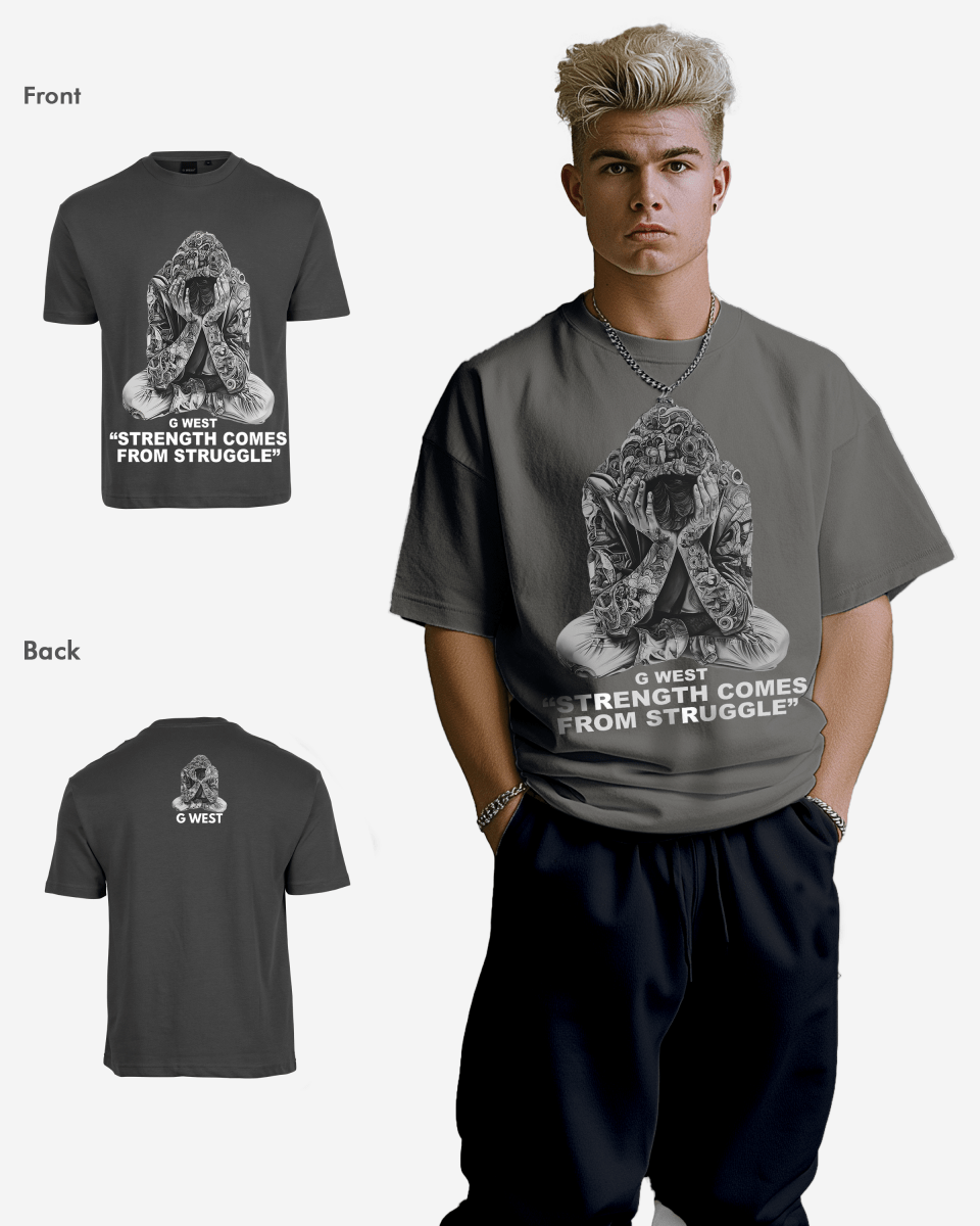 G West Strength Come From Struggle Oversized T-Shirt Mens