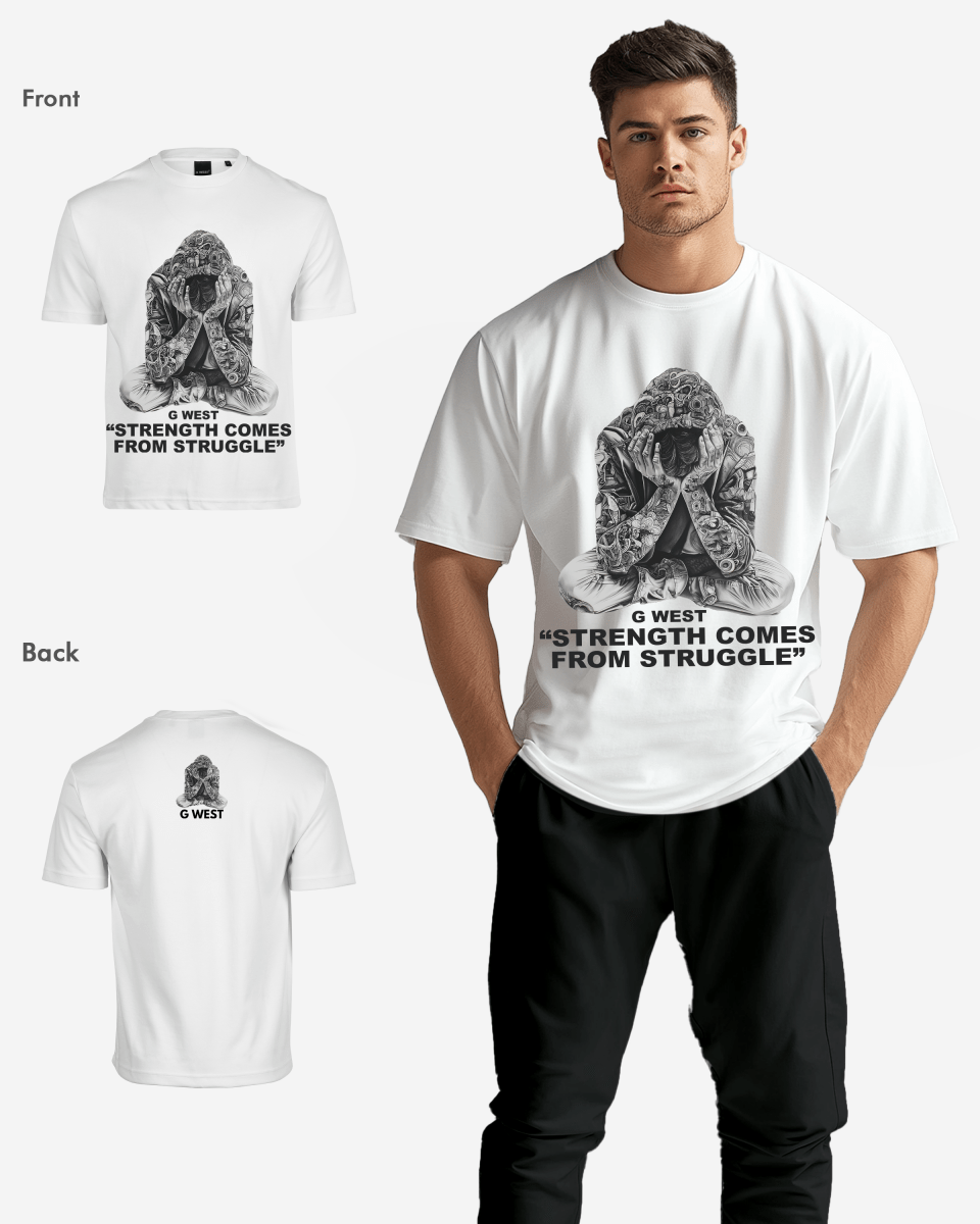 G West Strength Come From Struggle Oversized T-Shirt Mens