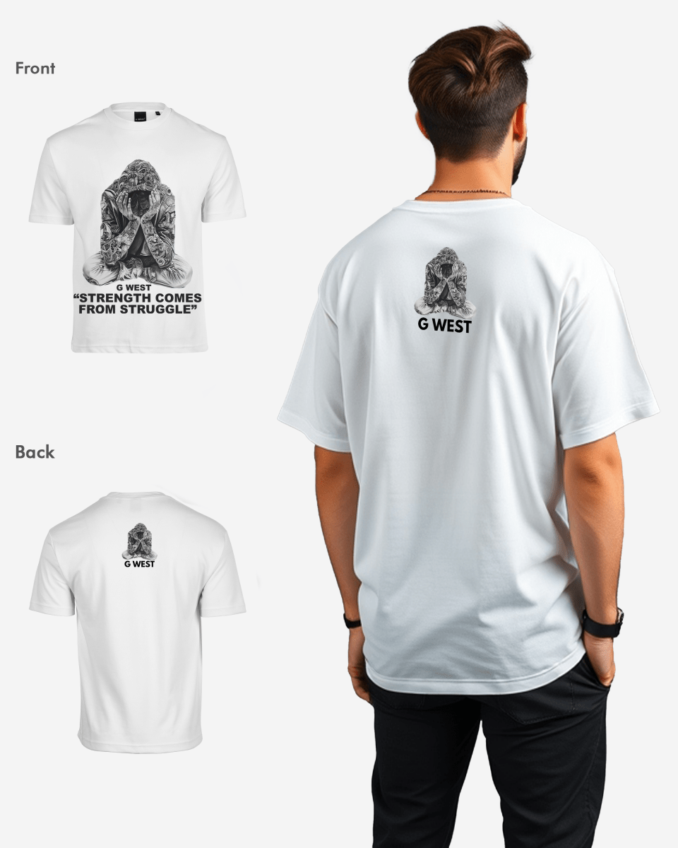 G West Strength Come From Struggle Oversized T-Shirt Mens
