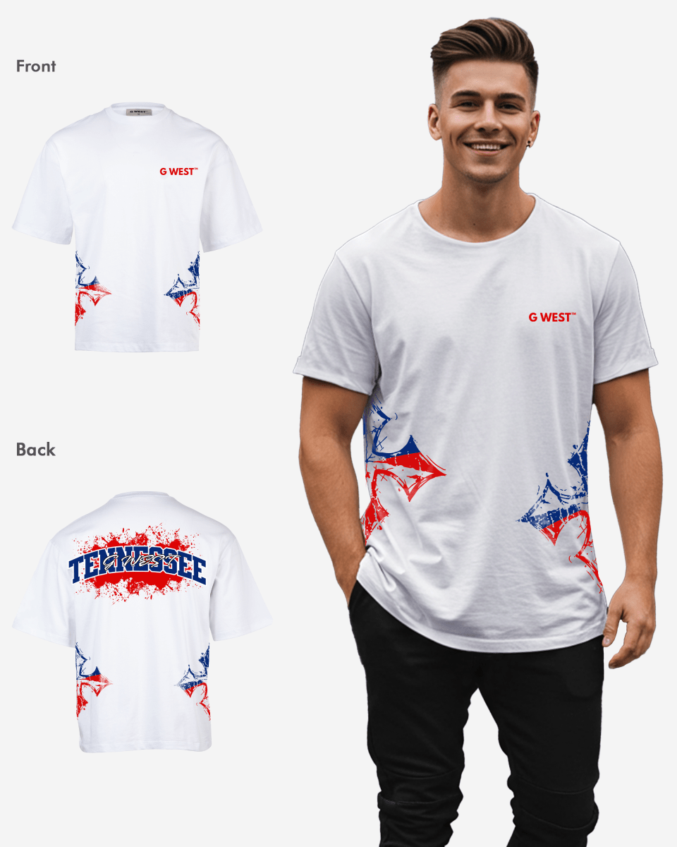 G West Tennessee Blood Arch Logo Oversized T-Shirts