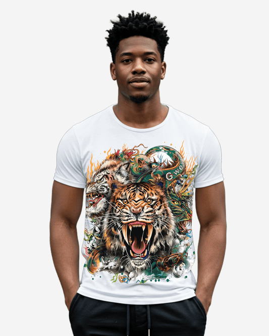 Camiseta G West para hombre con tigre y dragón