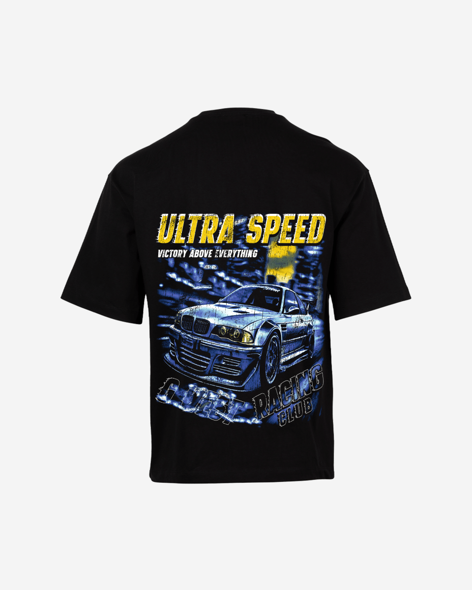G West Mens Ultra Speed Premium Oversized Tee Front And Back Print