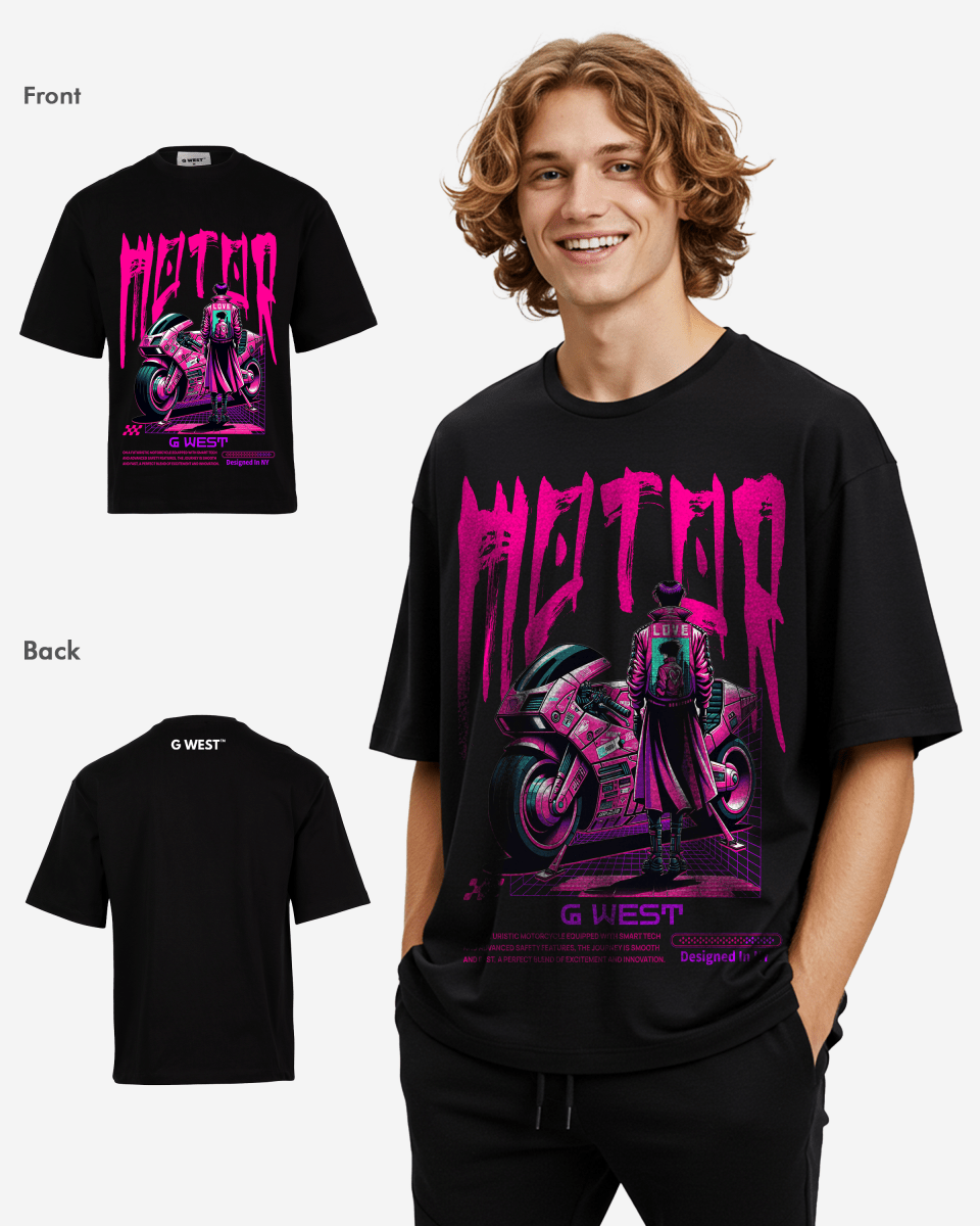 G WEST URBAN MOTORCYCLE OVERSIZED T-Shirt Mens
