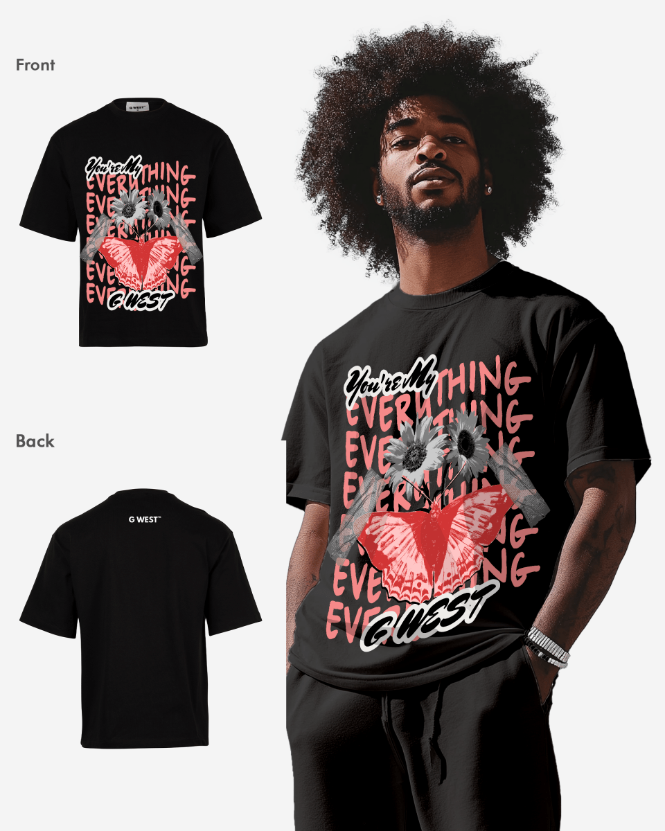 G WEST WINGS N BLOOMS OVERSIZED T-Shirt Mens