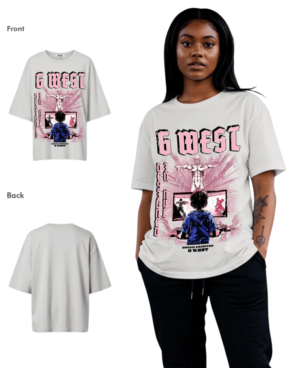 G West Womens Game of G Baby Blue Black Oversized Tee