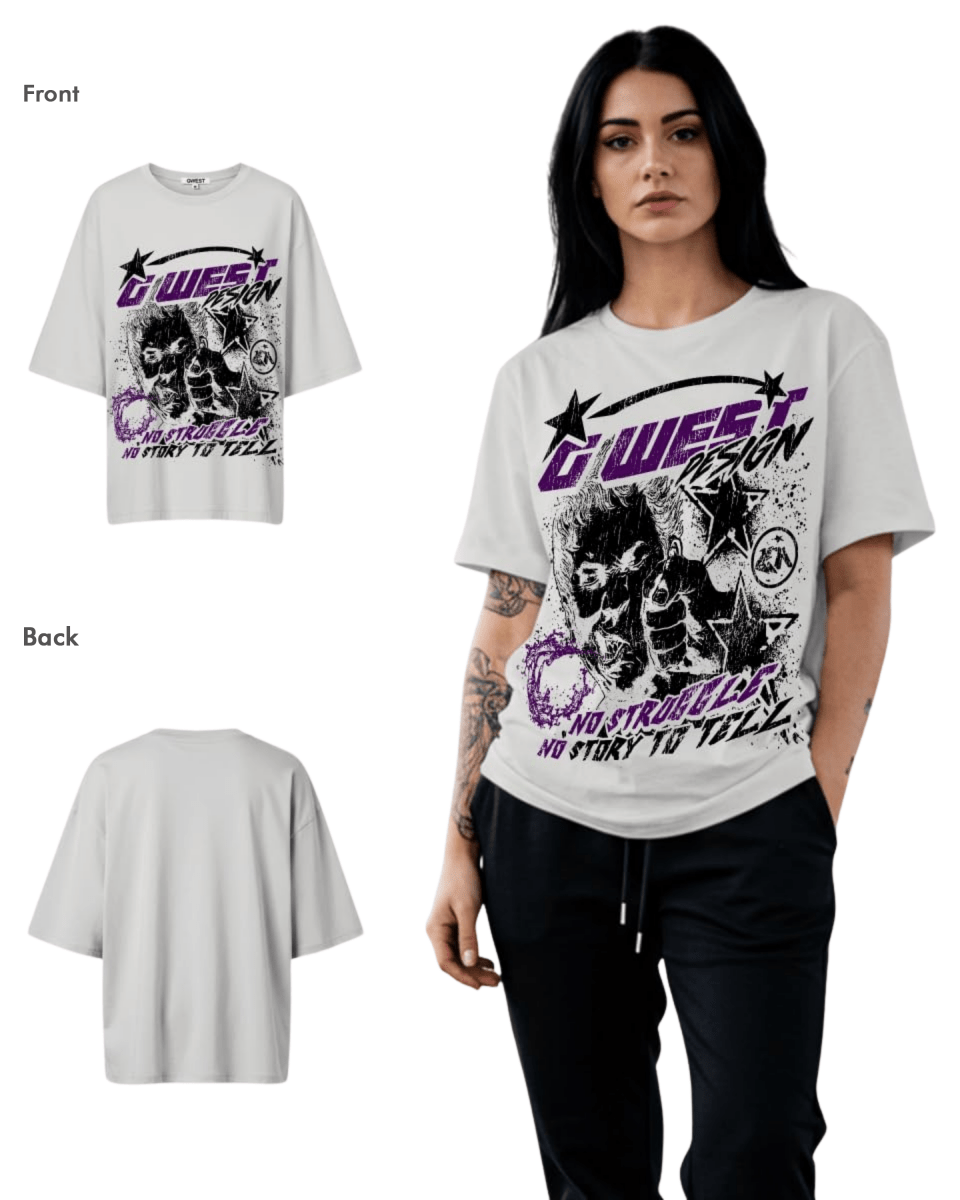 G West Womens No Struggle No Story Oversized Tee