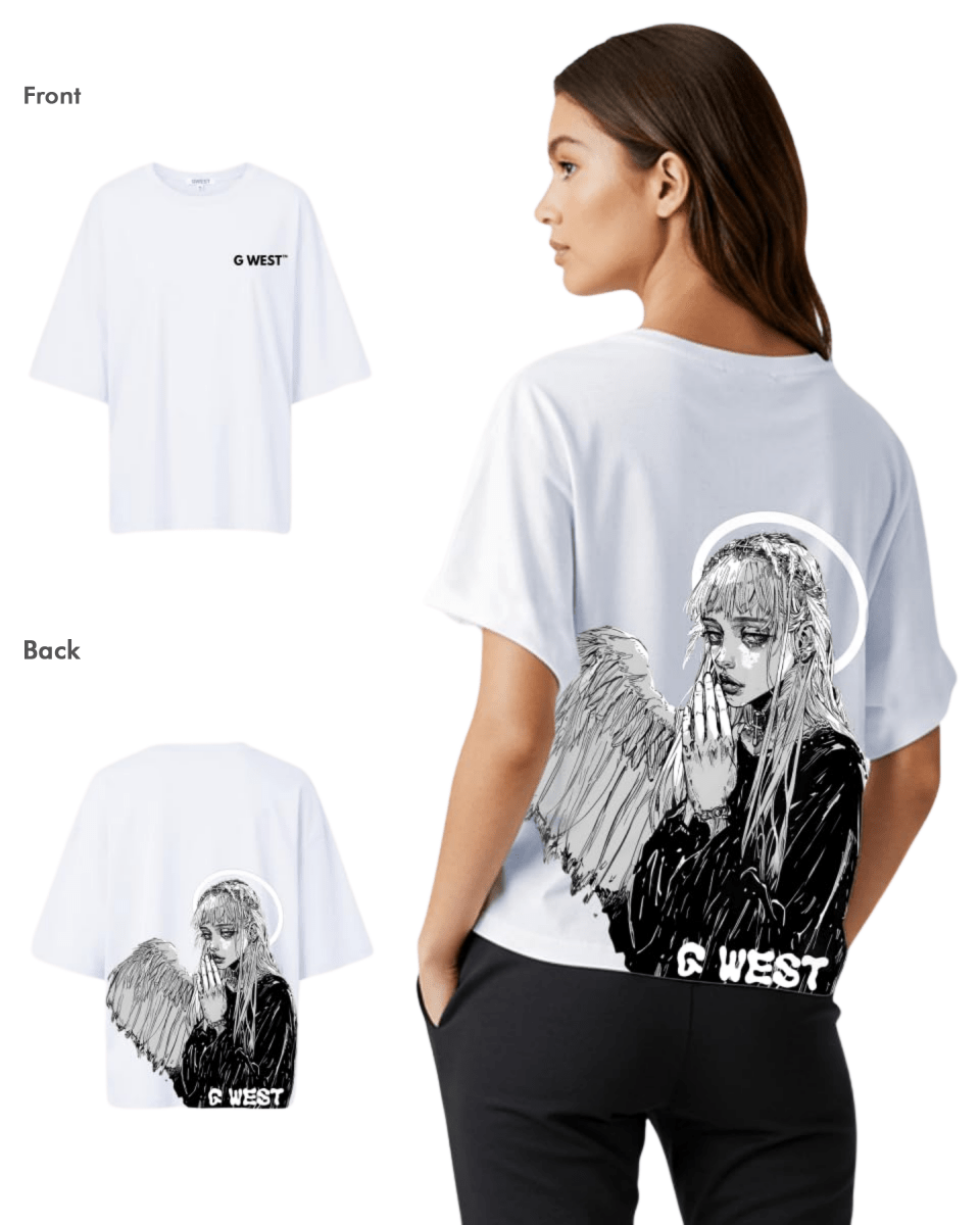 G West Womens Oversized Angel Girl Tee