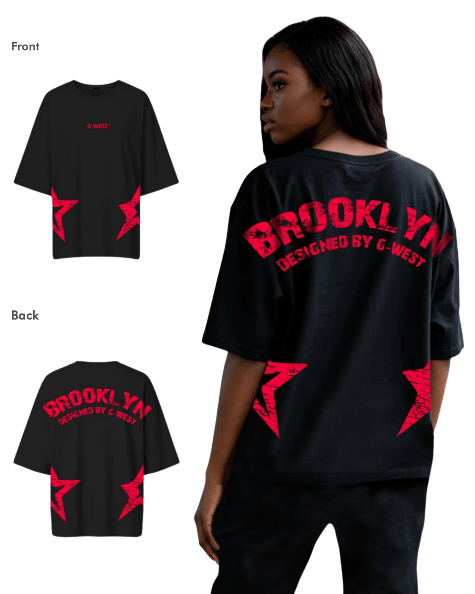 G West Womens Oversized Brooklyn Arch Logo Tee