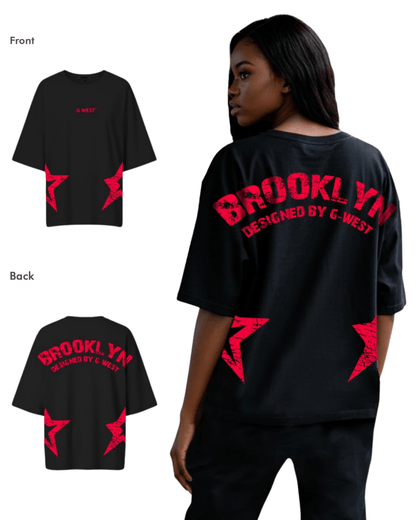 G West Womens Oversized Brooklyn Arch Logo Tee