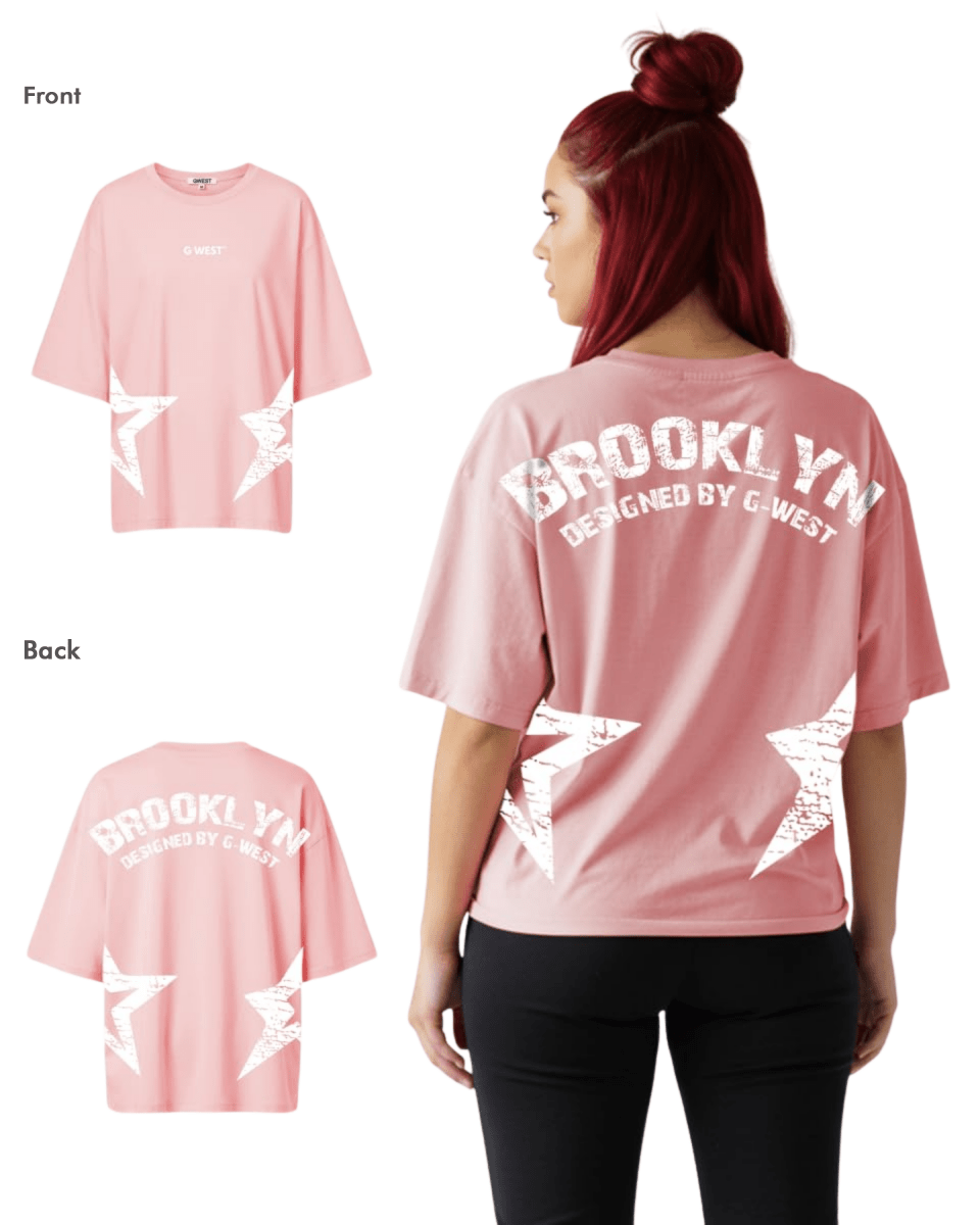 G West Womens Oversized Brooklyn Arch Logo Tee