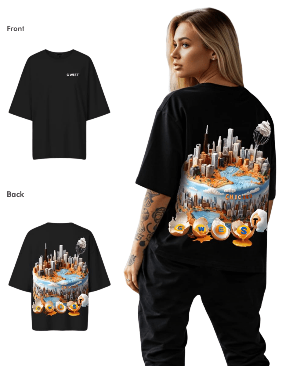G West Womens OVERSIZED CHICAGO CAKE TEE