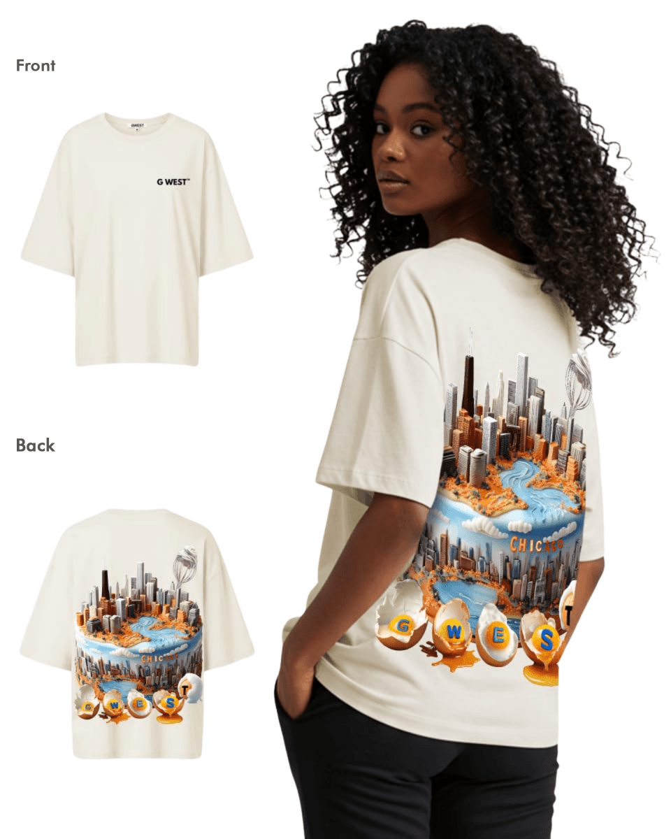 G West Womens OVERSIZED CHICAGO CAKE TEE