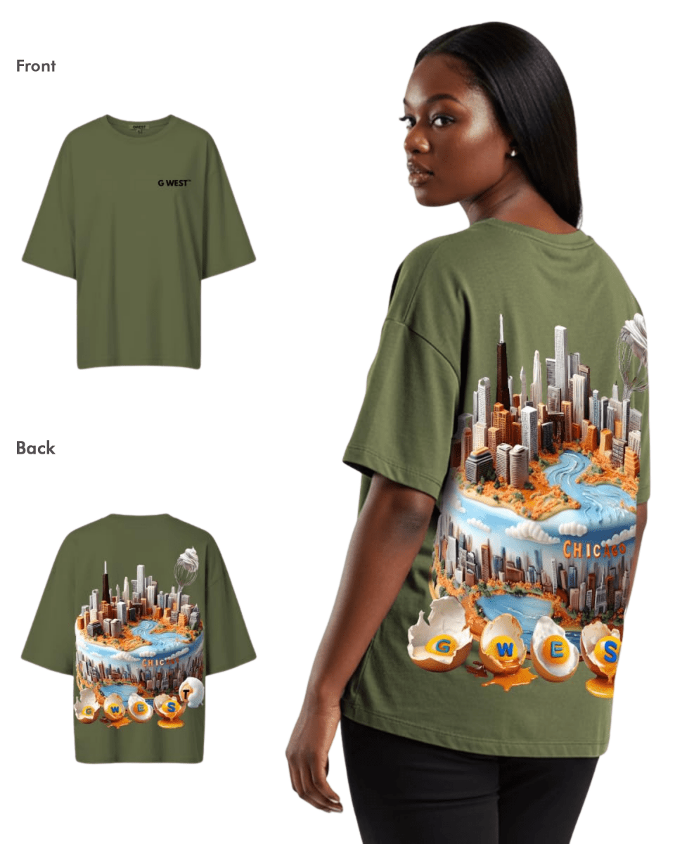 G West Womens OVERSIZED CHICAGO CAKE TEE