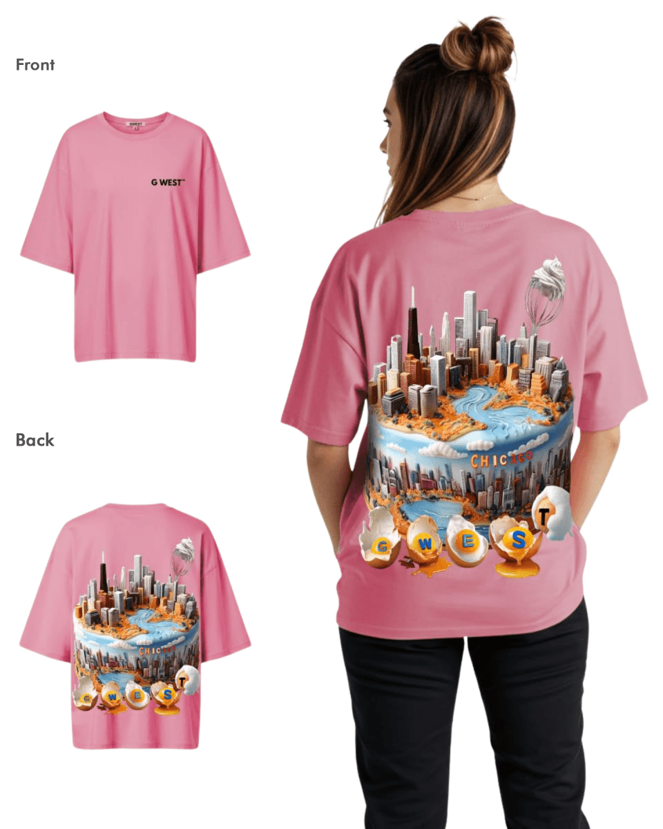 G West Womens OVERSIZED CHICAGO CAKE TEE