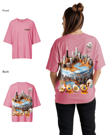 G West Womens OVERSIZED CHICAGO CAKE TEE