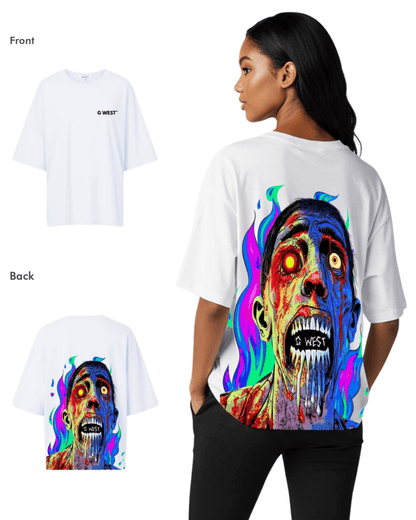 G West Womens Oversized Flaming Zombie Tee