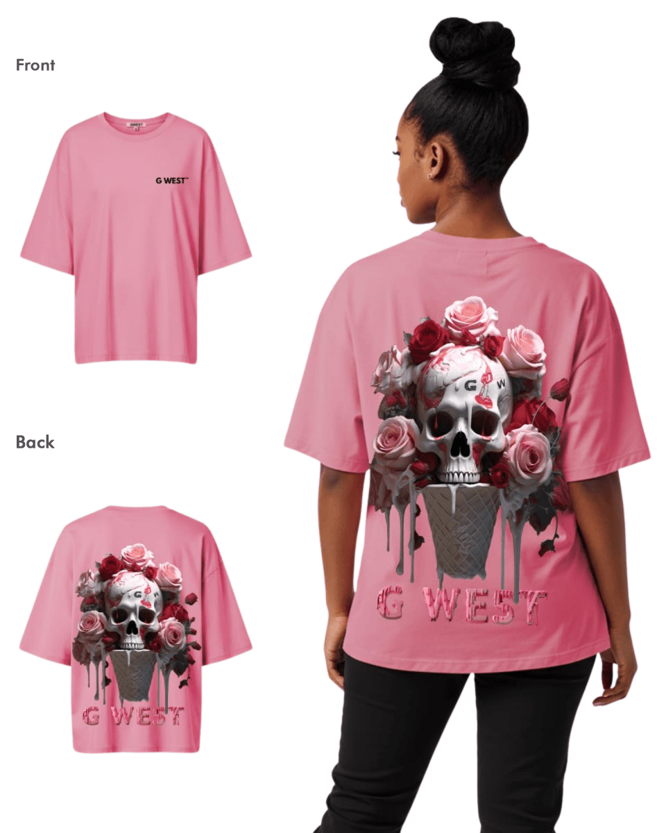 G West Womens Oversized Ice Cream Skull Tee
