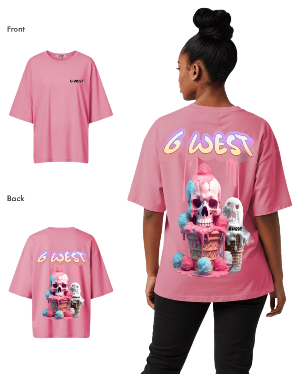 G West Womens Oversized Melting Ice Cream Tee