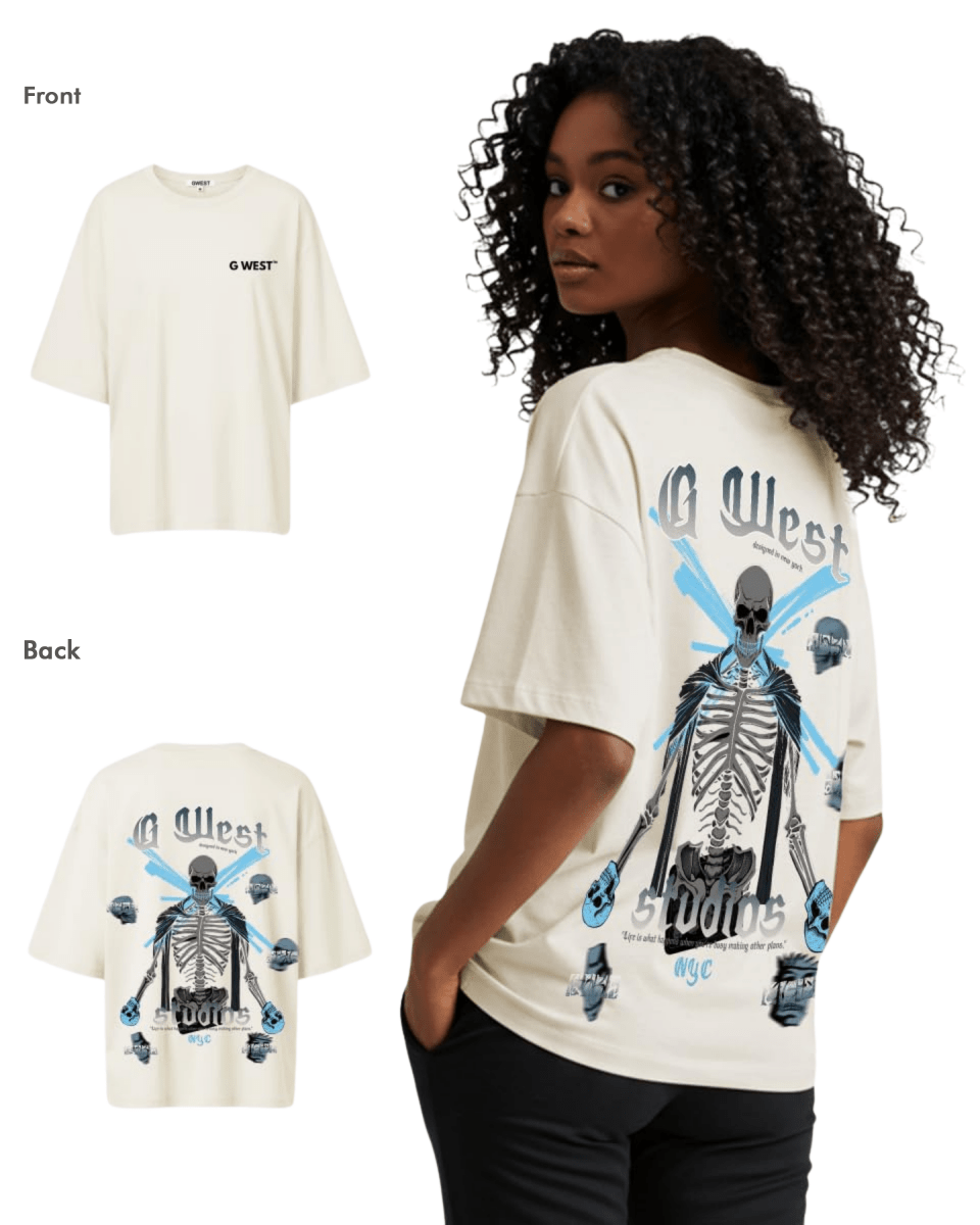 G West Womens Oversized Skull Tee