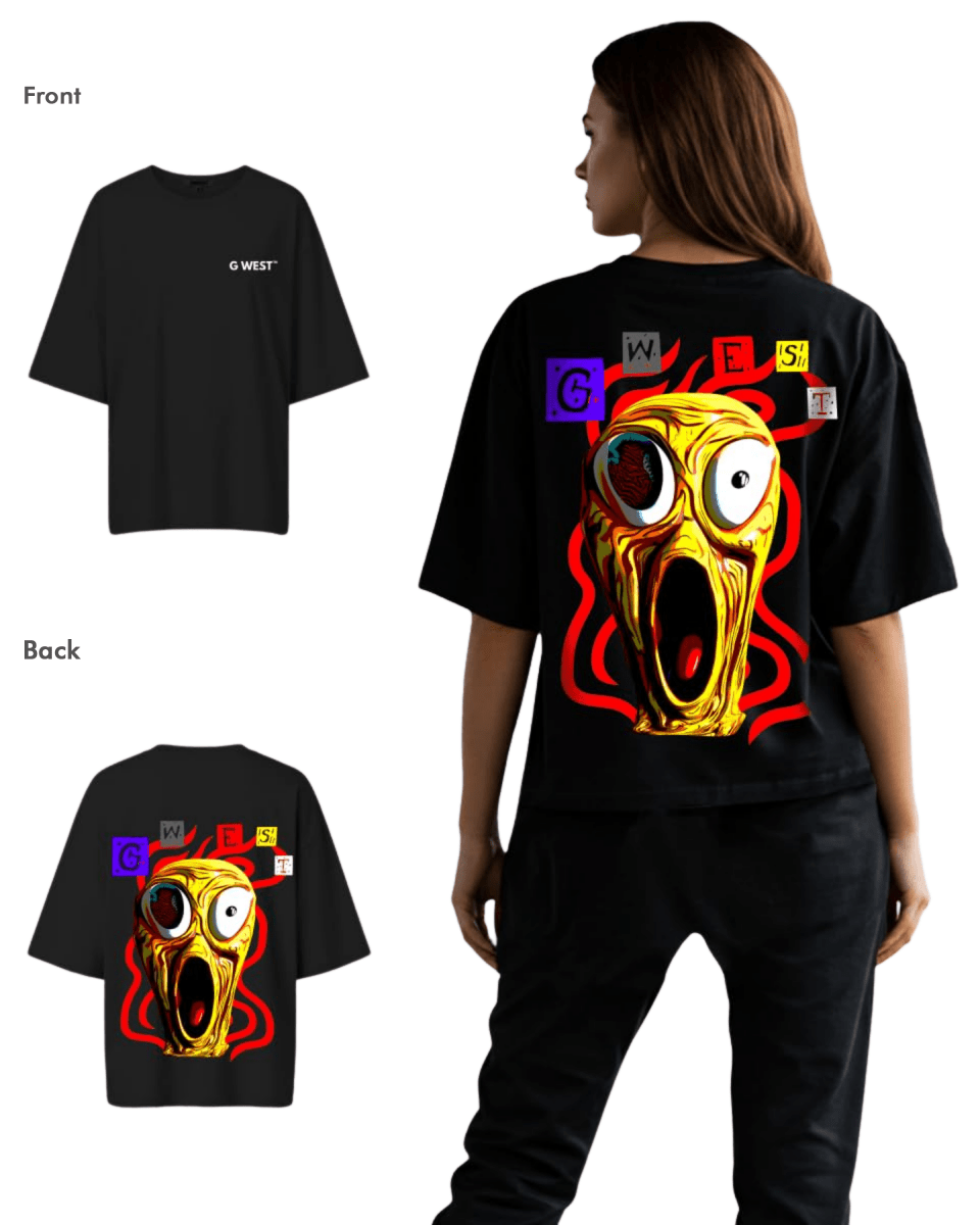 G West Womens Oversized Yellow Face Lifestyle Tee