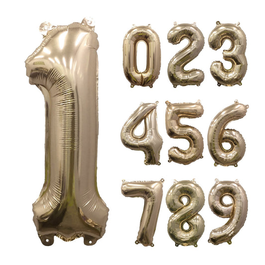 Globo gigante de papel de aluminio dorado | 81 cm metálico | Números 0-9