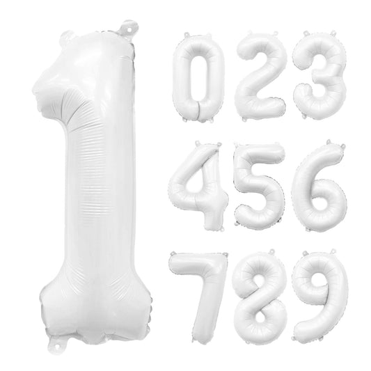 Giant White Number Balloon | 32" Foil | Numbers 0-9