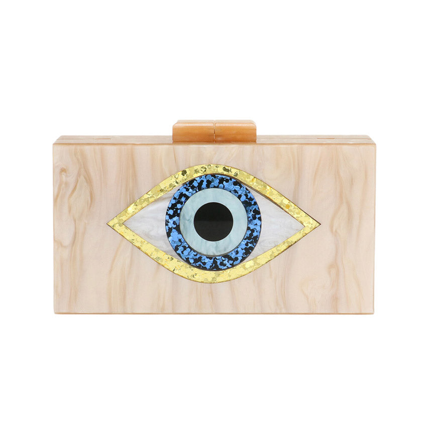 Glittered Evil Eye Celluloid Acetate Clutch Crossbody Bag