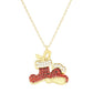 Gold Dipped CZ Christmas Socks Pendant Necklace
