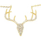 Gold Dipped CZ Reindeer Pendant Necklace