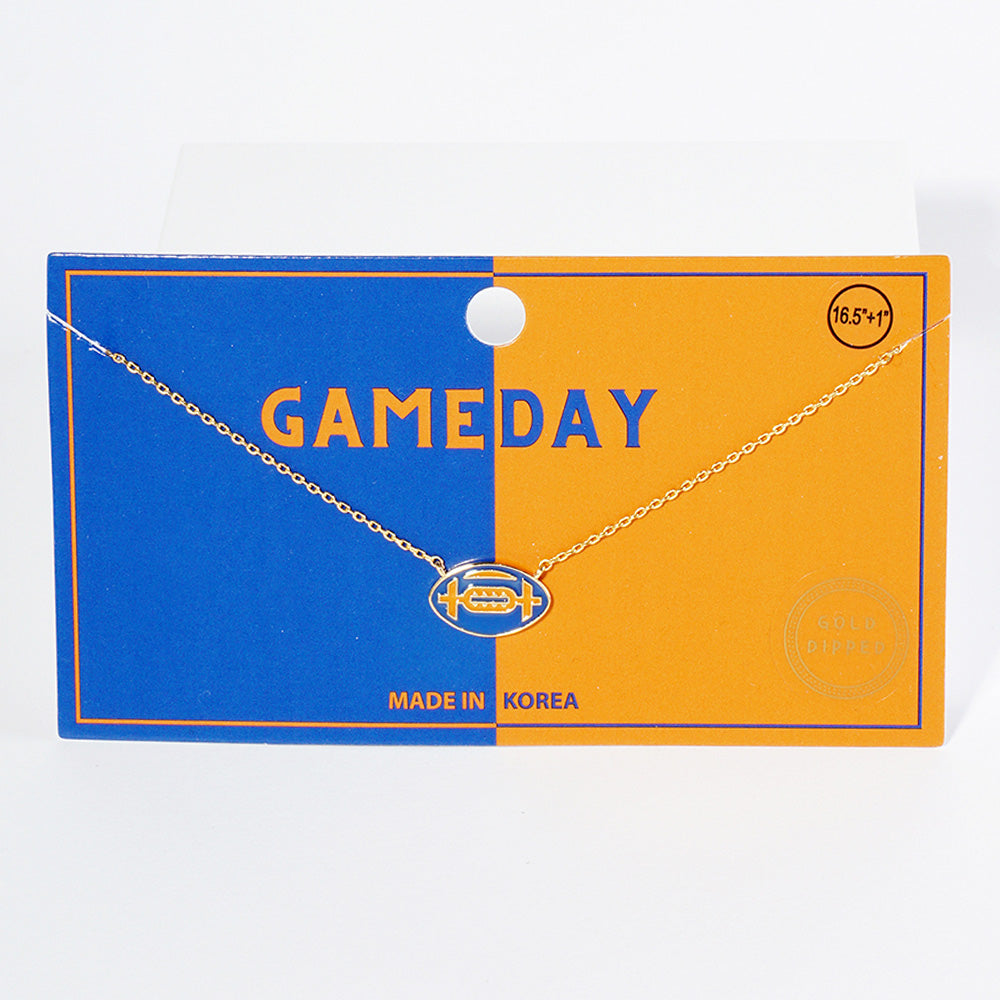 Gold Dipped Gameday Enamel Football Pendant Necklace