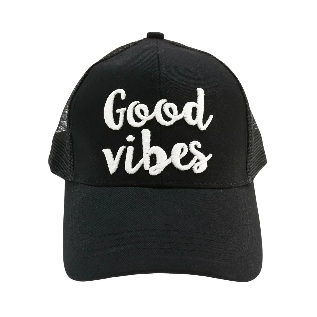 Good Vibes Mesh Back High Ponytail C.C Ball Cap
