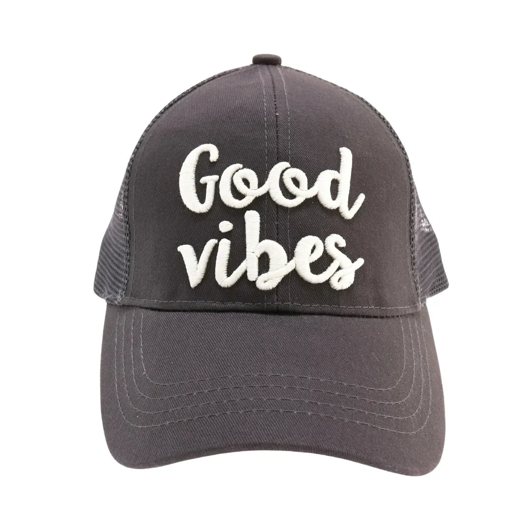 Good Vibes Mesh Back High Ponytail C.C Ball Cap