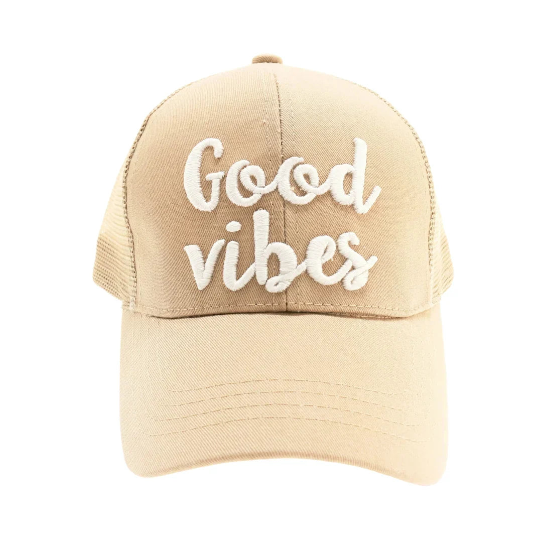 Good Vibes Mesh Back High Ponytail C.C Ball Cap