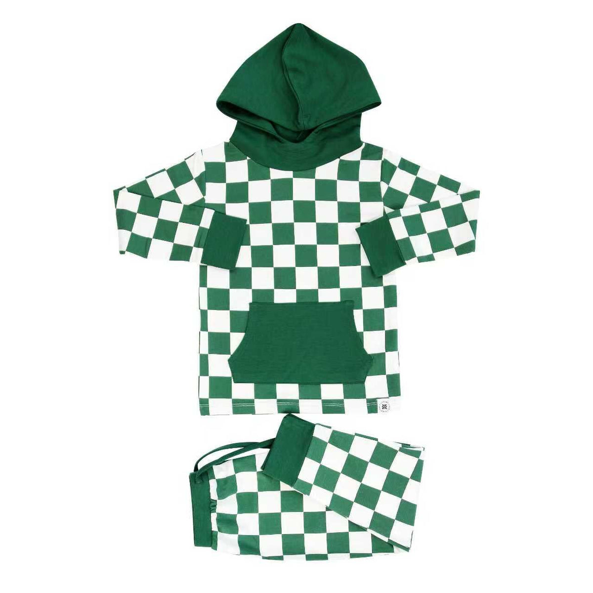 Alpine Green Checker Hooded Jogger Set