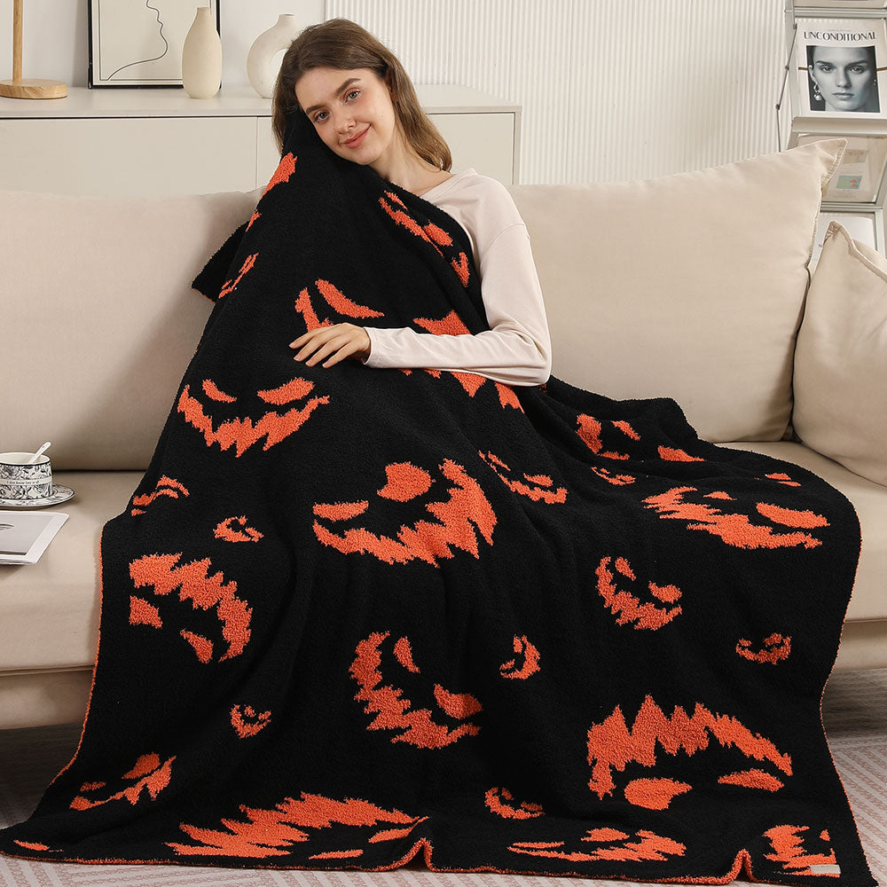 Halloween Bat Patterned Reversible Throw Blanket