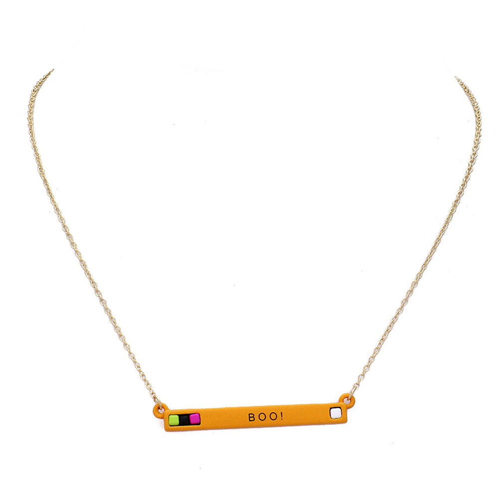 Halloween Boo Bar Cube Resin Pendant Necklace Earring Set