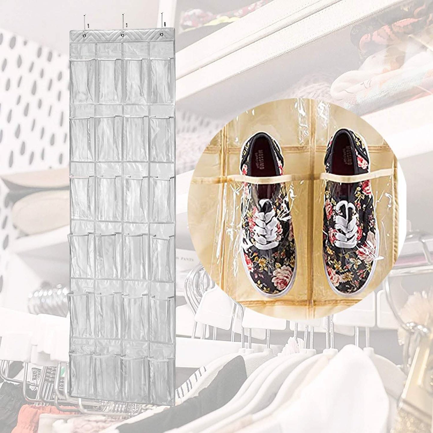 Organizador Colgante de Zapatos para Puerta Halter con 24 Bolsillos