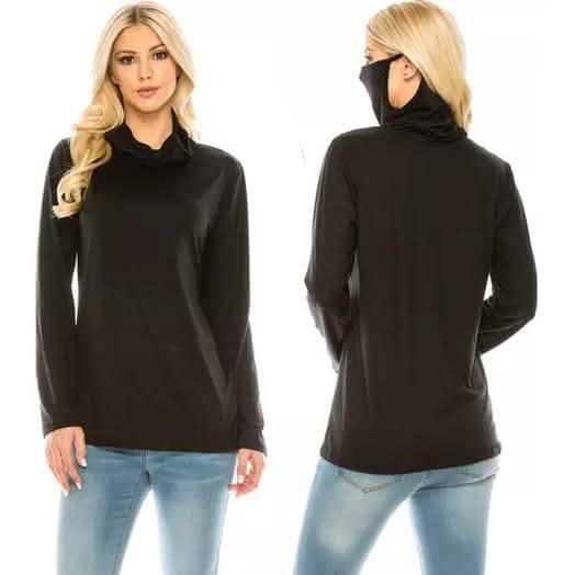 Camiseta con cuello drapeado y mascarilla incorporada Haute Edition