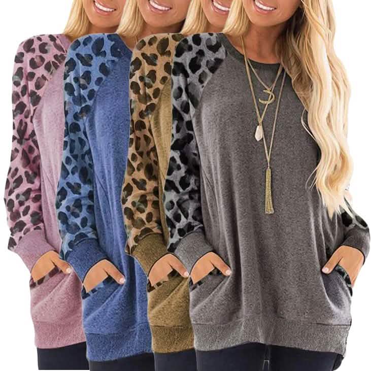 Sudadera con diseño de leopardo de manga larga ultrasuave para mujer Haute Edition