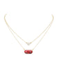 Heart Hexagon Bead Pendant Double Layered Necklace