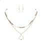 Heart Pendant Wood Natural Stone Double Layered Jewelry Set