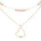 Heart Pendant Wood Natural Stone Double Layered Jewelry Set