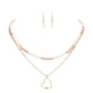 Heart Pendant Wood Natural Stone Double Layered Jewelry Set